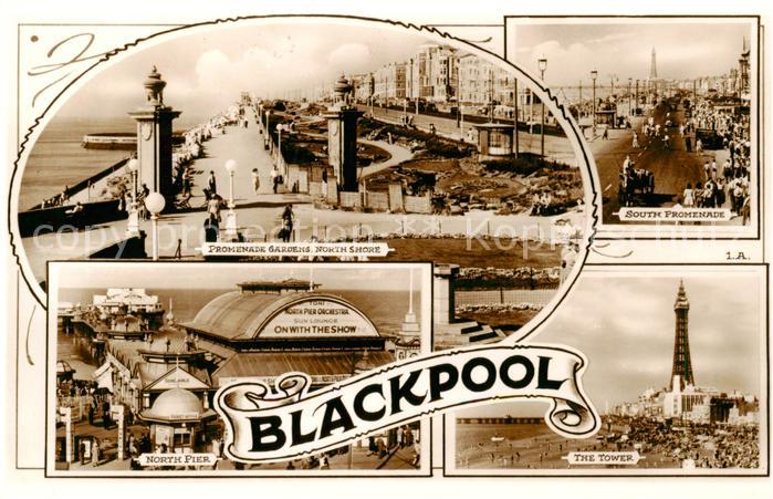 Blackpool UK Promenade Gardeche North Shore South Promenade North Pier The Tower