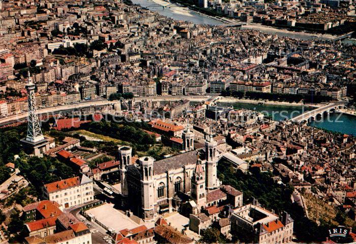 Lyon France Vue aerienne Notre Dame de Fourviere La Tour de la Televisio La Saon