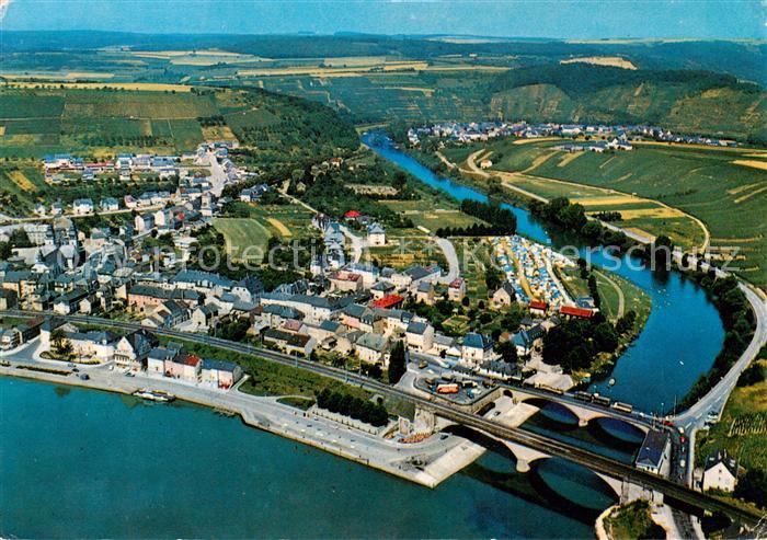 Wasserbillig Luxembourg Vue aerienne du confluent de la Moselle et de la Sure