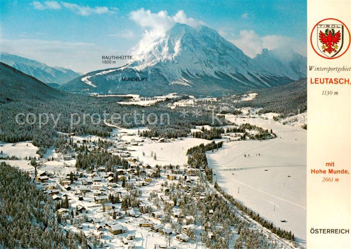 Weidach Leutasch Fliegeraufnahme mit Hohe Mund und Skilift zur Rauthuette