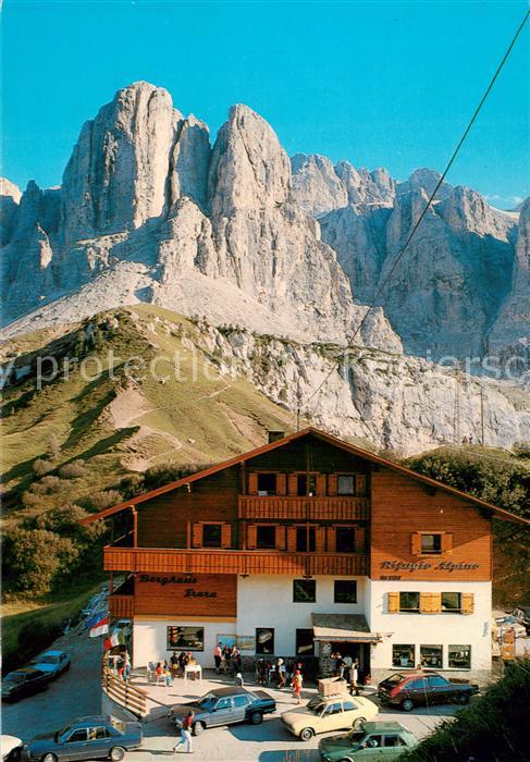 Groednerjoch IT Berghaus Frara mit Sella Gruppe