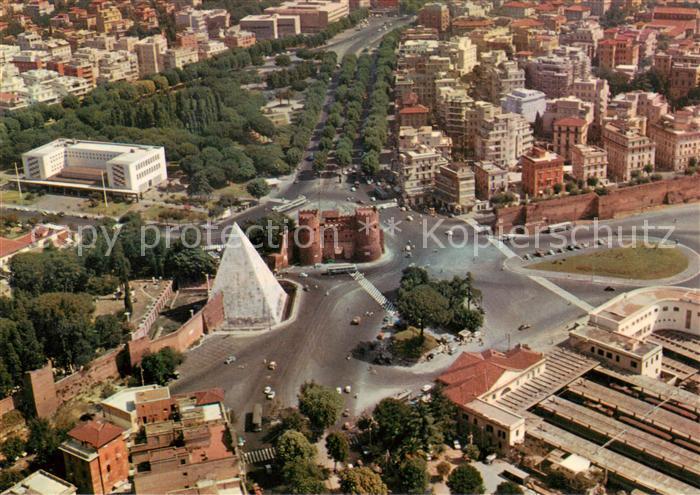 Roma  Rom IT Piramide di Caio Cestio e Porta S Paolo Veduta aerea