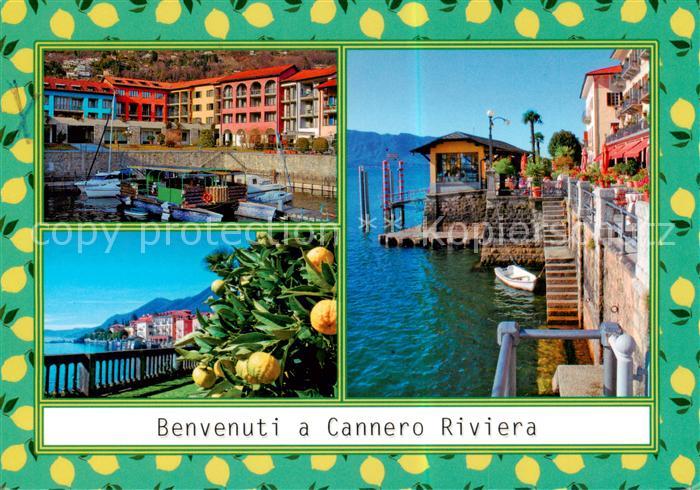 Cannero Riviera Lago Maggiore IT Hafenpartien Panorama