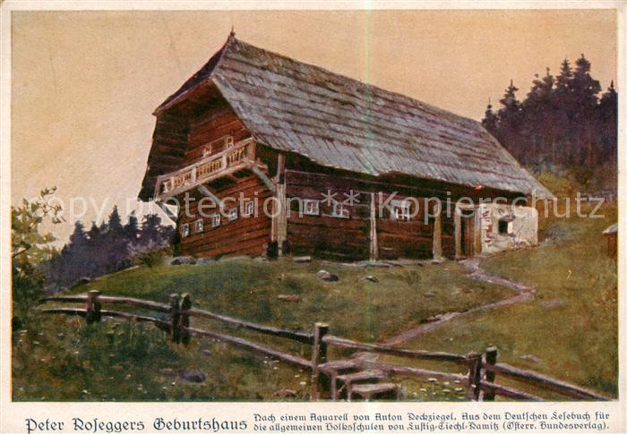 Krieglach Steiermark AT Peter Roseggers Geburtshaus Aquarell