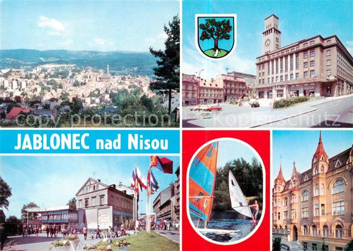 Jablonec nad Nisou Gablonz Neisse CZ Panorama Namesti s radnici Vstupni areal vy