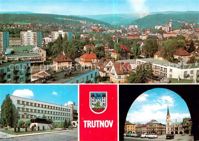 Trutnov Panorama Budovou ONV Namesti Klementa Gottwalda s  radnici puvodne