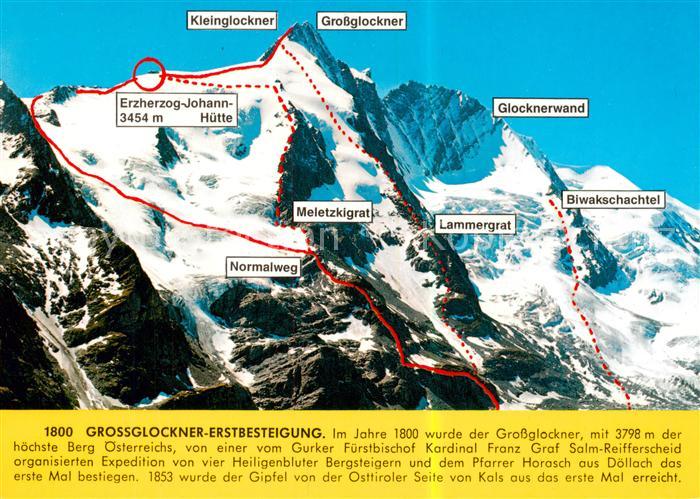 Grossglockner 3798m Kaernten AT Erstbesteigung Route Erzherzog Johann Huette Glo