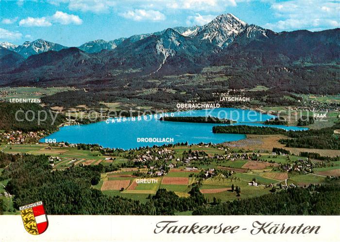 Faakersee Kaernten AT Panorama mit Mittagskogel