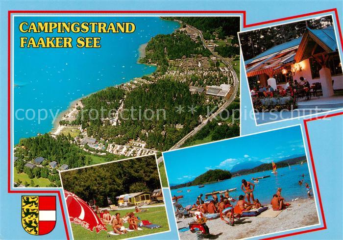 Faakersee Kaernten AT Campingstrand Liegewiese Restaurant
