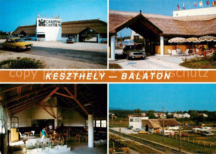 Keszthely Kesztely Balaton Plattensee HU Castrum Camping Eingang Restaurant Pano