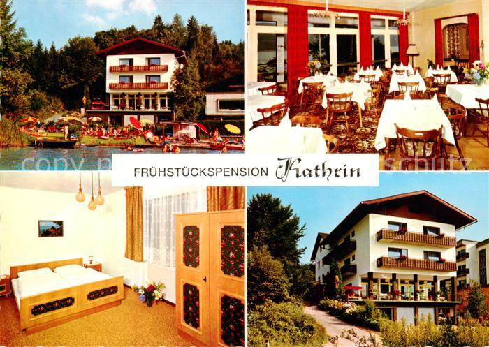 Velden  Woerthersee AT Fruehstueckspension Kathrin Gastraum Zimmer Seepartie