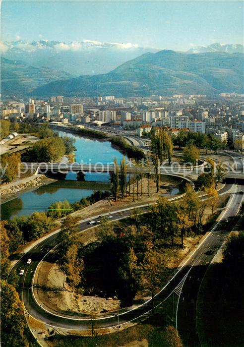 Grenoble 38 Echanger des Sablons au fond Chamrousse et le Taillefer Alpes