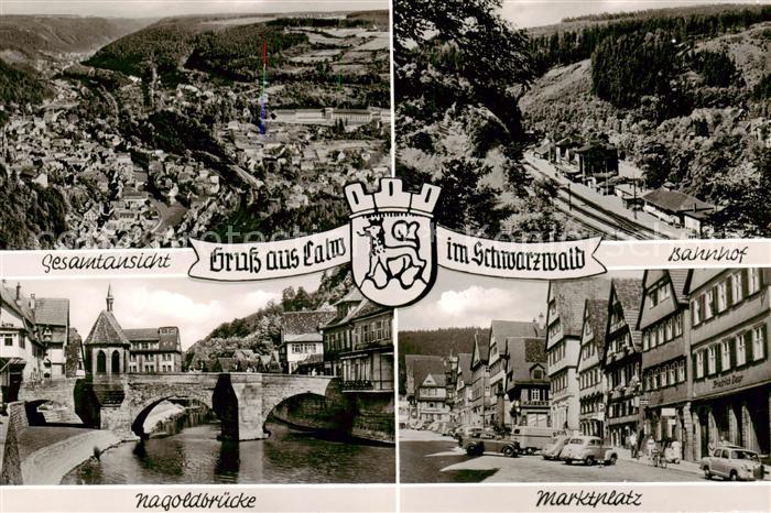 Calw Fliegeraufnahme Bahnhof Nagoldbruecke Marktplatz