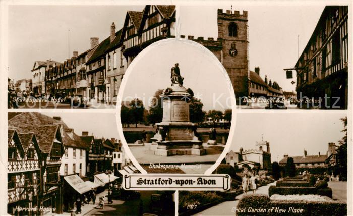 Stratford-Upon-Avon Shakespeare Hotel and Memorial Great Garten of New Place Hor