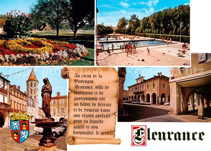 Fleurance 32 Gers Park Strassenpartie Statue Schwimmbad