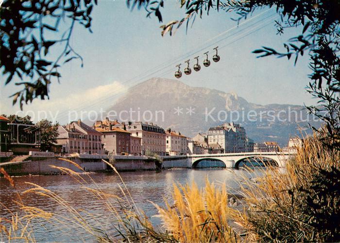 Grenoble 38 Les bords de l’Isere le telepherique de la Bastille