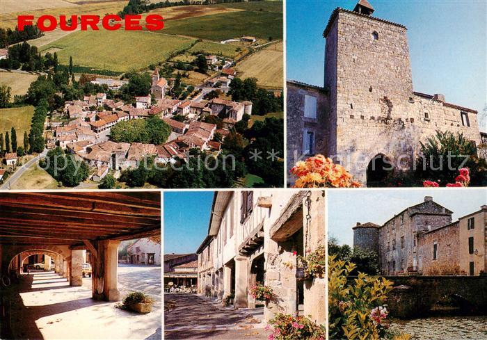Fources 32 Gers Bastide fortifiee de type circulaire Le chateau et la place cent