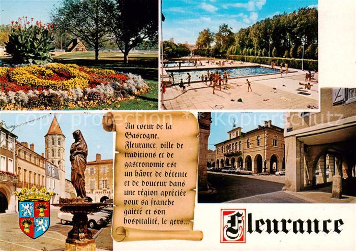 Fleurance 32 Gers Park Statue Schwimmbad