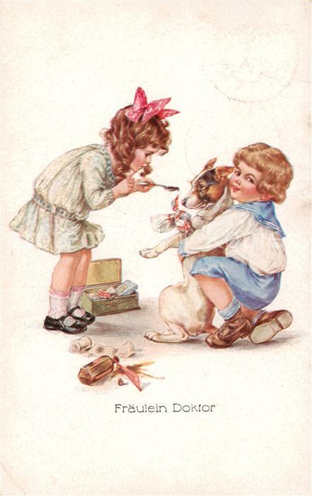 Hunde dogs chiens Kinder Litho Doktor