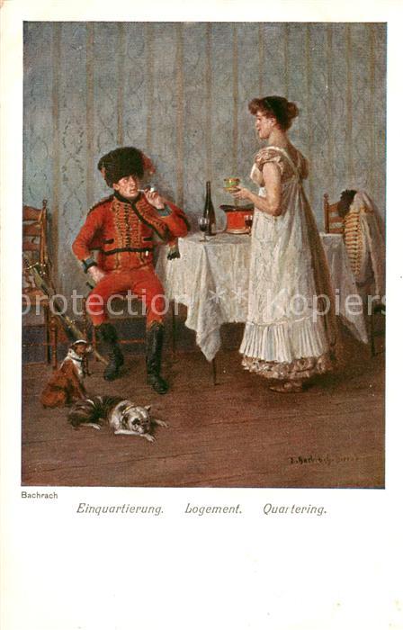 Bachrach Kuenstlerkarte Einquartierung Litho
