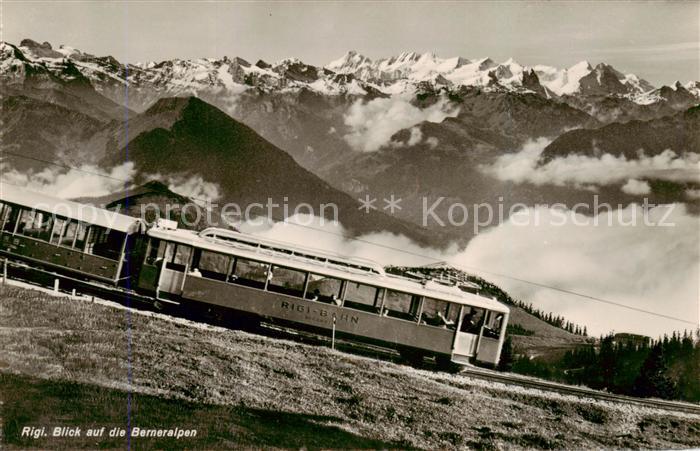 Eisenbahn Railway Chemin de Fer Blick auf die Berneralpen