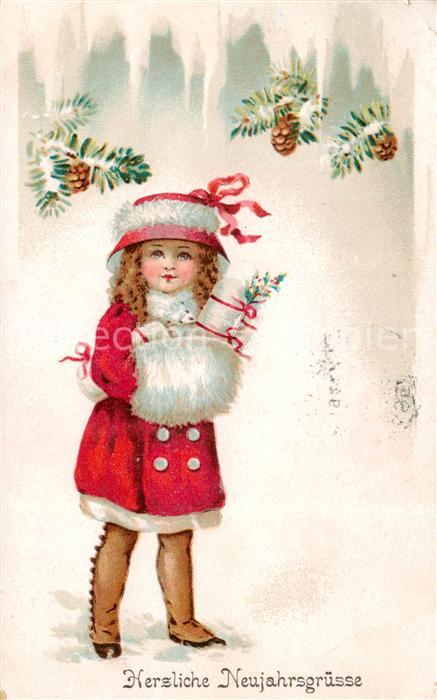 Neujahr Maedchen Litho