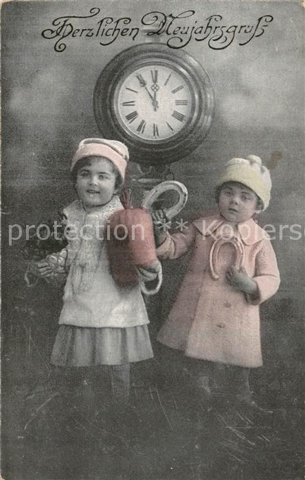 Kinder Child Enfants Neujahrgruss Uhr Kinder