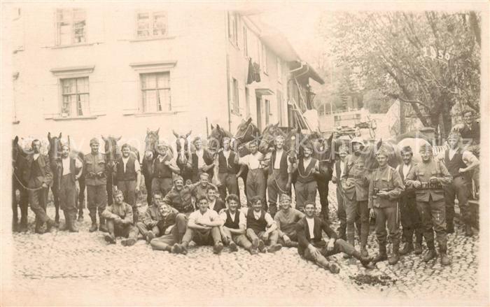 Militaria Schweiz Soldaten Gruppenfoto Mit Pferden