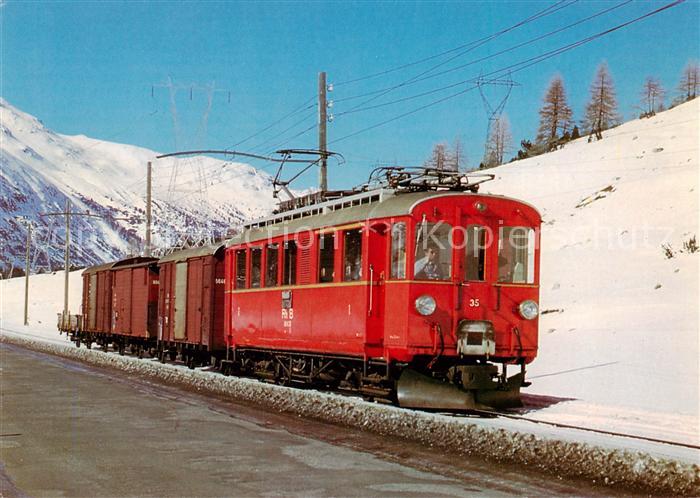 Eisenbahn Railway Chemin de Fer Gueterzug der Rhaetischen Bahn mit Triebwagen AB