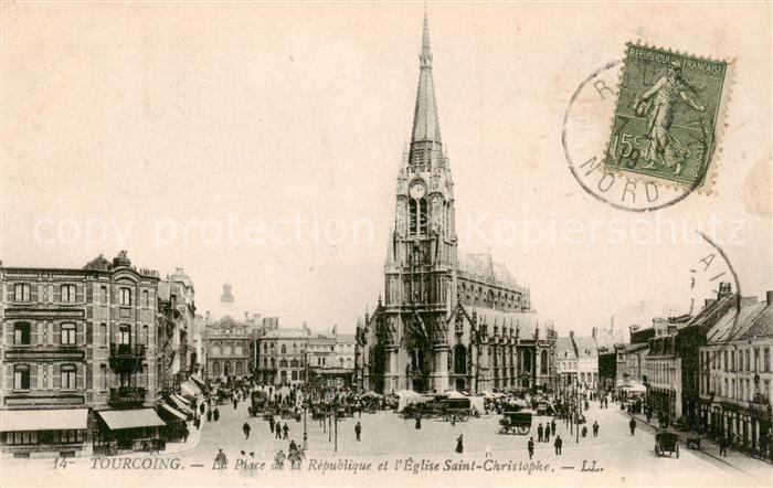 Tourcoing 59 La Place de la Republique et l’Eglise S