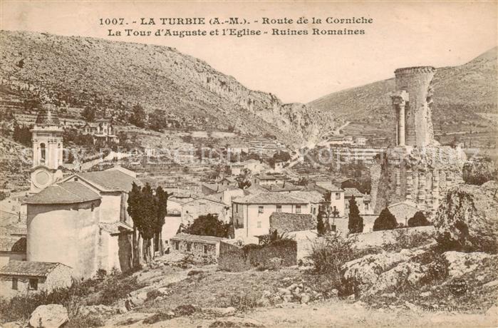 La Turbie 06 Route de la Corniche La Tour d’August et l’Eglise Ruines Romaines
