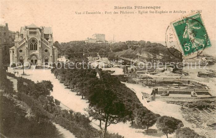 Biarritz Pyrenees Atlantiques Vue d’Ensemble Port des Pecheurs Eglise Ste Eugeni