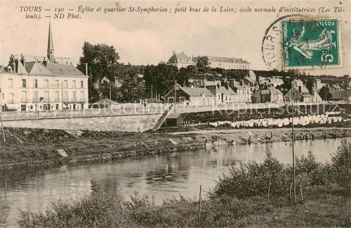 Tours 37 Eglise et quartier St Symphorien petit bras de la Loire ecole normale d