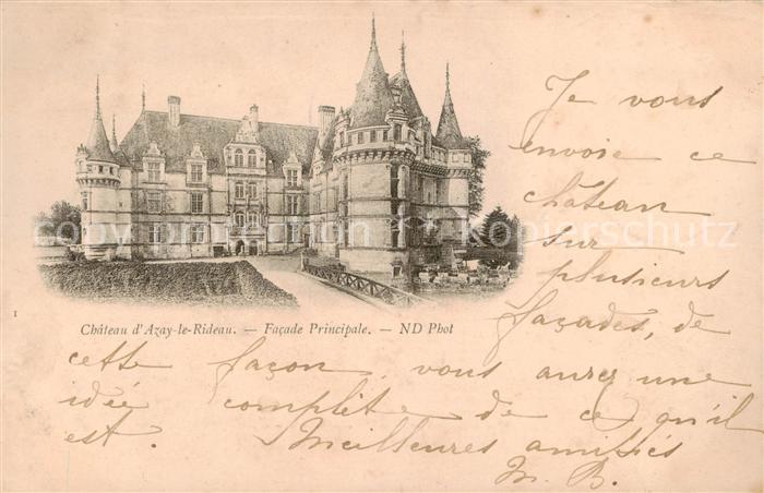 Azay-le-Rideau 37 Indre-et-Loire Chateau d’Azay le Rideau Facade Princip