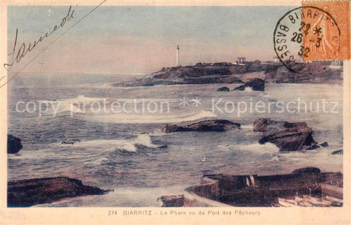 Biarritz Pyrenees Atlantiques Le Phare vu du Port des Pecheurs