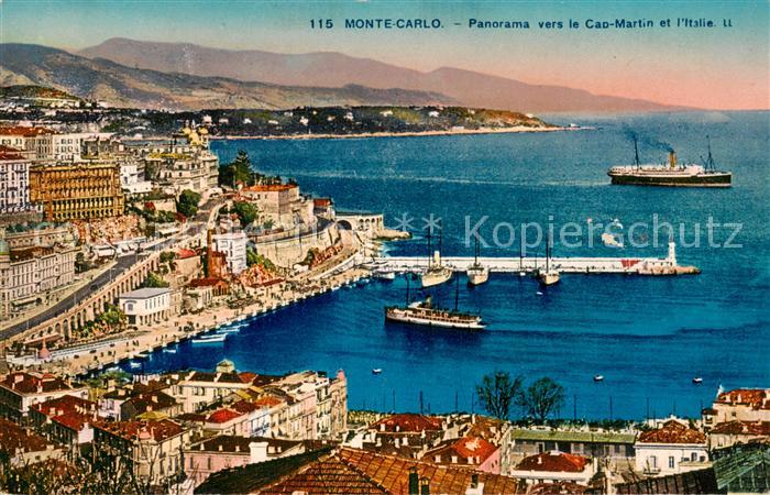 Monte-Carlo Monaco Panorama vers le Cap Martin et l'Italie