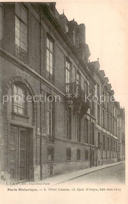 Paris 75 Hotel Laurun Quai d’Anjou bati vers 161