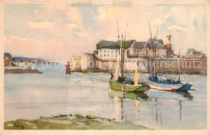 Concarneau 29 Finistere Panorama Kuenstlerkarte