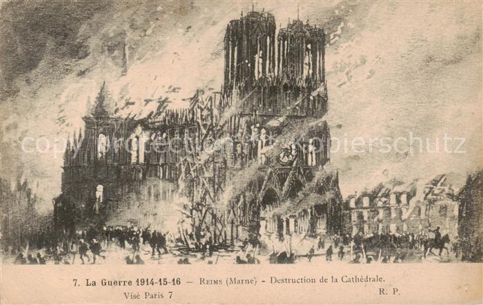Reims 51 Destruction de la Cathedrale Guerre 1914-15