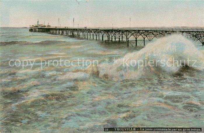 Trouville-sur-Mer La jetee promenade par un gros temps