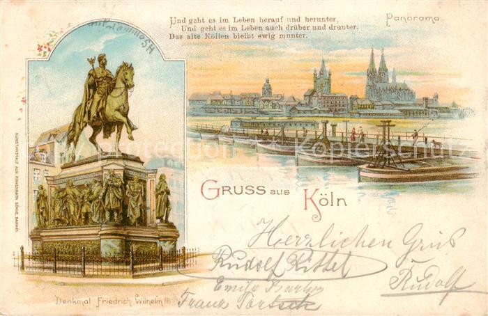 Koeln  Rhein Denkmal Friedrich Wilhelm III Panorama