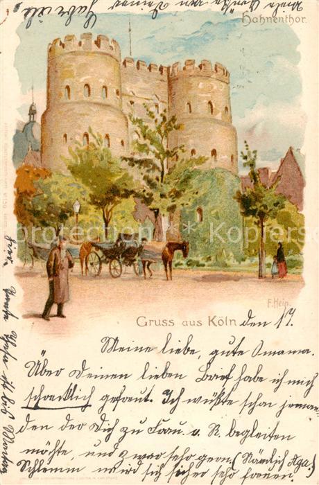 Koeln  Rhein Hahnenthor Kuenstlerkarte