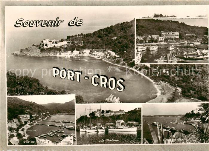 Ile de Port-Cros 83 Var Vue de la port Le Chateau Un Coin du port Embarcadere