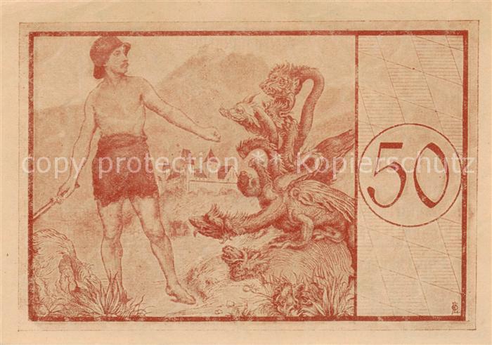 Fuessen Allgaeu 50 Pfennig Schein Motiv Hydra