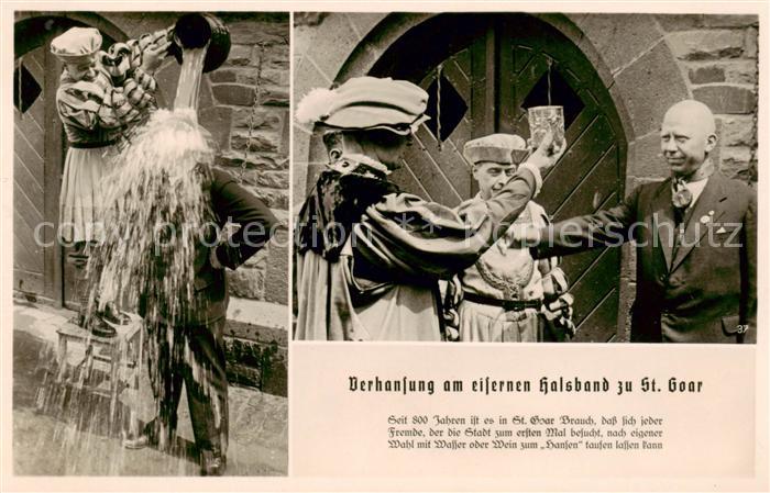 St Goar Rhein Hansenfest 1937 Wein und Wassertaufe Verhansung am eisernen Halsba