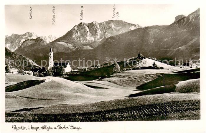Pfronten Ostallgaeu Bayern mit Schlicke Koellespitze Rossbreg und Aggenstein