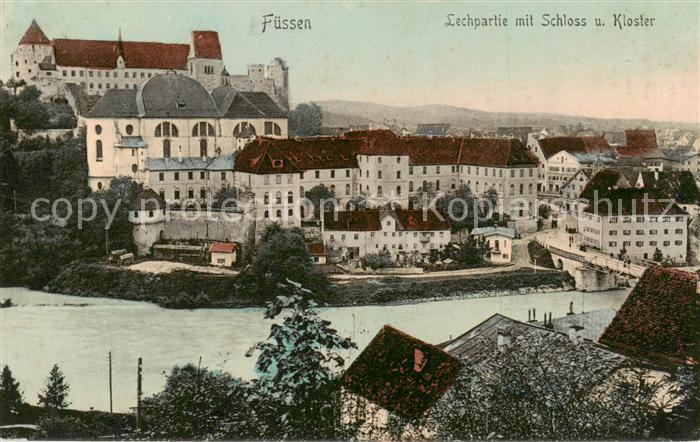Fuessen Allgaeu Lechpartie mit Schloss und Kloster