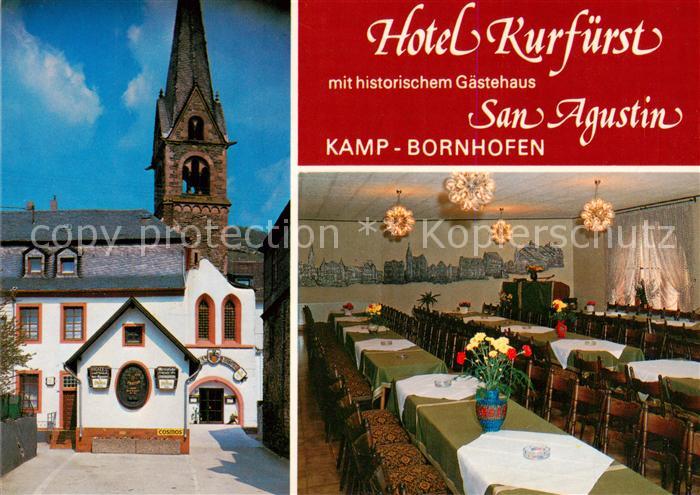 Kamp-Bornhofen Hotel Kurfuerst mit hist Gaestehaus Gastraum Kirche