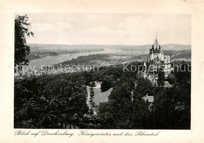 Koenigswinter Rhein Blick auf Drachenburg Koenigswinter und Rheintal