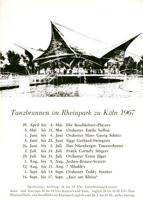 Koeln  Rhein Tanzbrunnen im Rheinpark